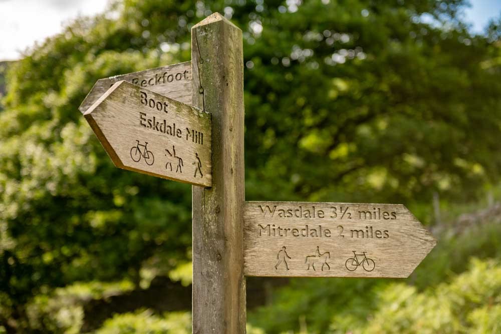 Lake District signage, walks, bike rides and horse rides.
