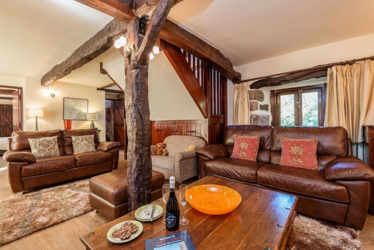 Scafell's spacious lounge with Italian leather sofas